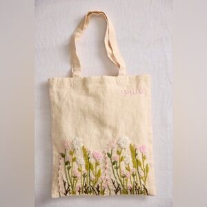 Anthropologie Terrain Embroidered Vines Linen Tote bride